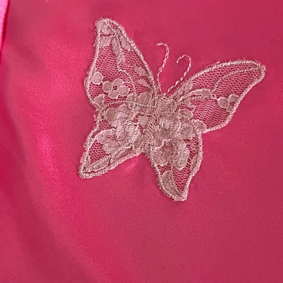 Betsey Johnson Fuchsia Satin Chemise with Lace - Picture 14 of 16